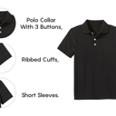 Black (5-Pack) 10 5-Pack School Uniform Tagless Polo Tshirt for Little Boys & Big Boys